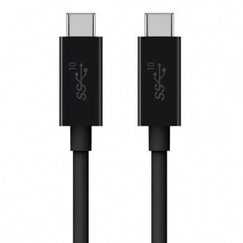 Кабел Belkin USB-C 3.1 to USB-C 100W Cable (F2CU052bt1M-BLK), от USB C(м) към USB C(м), 1m, 100W, черен | JAR Computers Belkin USB-C 3.1 to USB-C 100W Cable