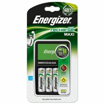 Зарядно устройство Energizer ACCU Recharge Maxi, за 4бр. батерии AA и AAA, с включени батерии 4x AA 2000mAh | JAR Computers Energizer ACCU Recharge Maxi