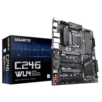 Дънна платка Gigabyte C246-WU4, C246, LGA1151, DDR4, PCI-E 3.0(DisplayPort)(CF), 8x SATA 6Gb/s, 2x M.2, 1x USB 3.1 Gen2 Type-C, ATX | JAR Computers Gigabyte C246-WU4