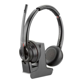 Слушалки HP Poly Savi 8220, безжични, Bluetooth, USB, USB-C, микрофон, до 13 часа време на работа, сертифицирани за Microsoft Teams, UC сертифицирани, офис база, черни | JAR Computers HP Poly Savi 8220 UC DECT MS USB-A/C 8D3F5AA