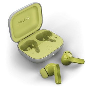 Слушалки Motorola Moto Buds, безжични, Bluetooth, ENC микрофон, активно шумопотискане, 12.4mm мембрани, до 9 часа време на работа, зелени | JAR Computers Motorola Moto Buds Kiwi Green PG38C05790