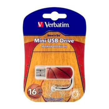 Памет 16GB USB Flash Drive, Verbatim Sports, USB 2.0, баскетбол | JAR Computers Verbatim 16GB USB 2.0 Sports