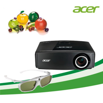 Проектор Acer P7505 в пакет с 3D очила Acer E4w, DLP 3D, FullHD (1920x1080), 10000:1, 5000 lm, LAN, HDMI, USB | JAR Computers Acer P7505 & Acer E4w 3D Glasses