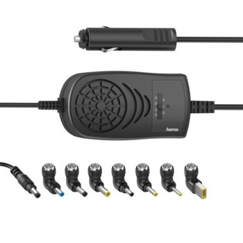 Захранване за лаптопи Hama 200009, универсално, за автомобил, 15V/16V/18V/19V/20V/22V/24V, 120W, 7 конектора | JAR Computers Универсално захранване за лаптоп HAMA 200009