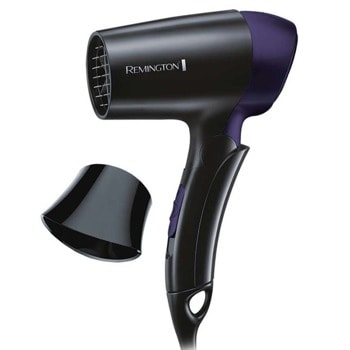 Сешоар Remington D2400 Travel, 2 скорости, 2 степени на температура, сгъваема дръжка, държач за окачване, 1400 W, черен | JAR Computers Remington D2400 Travel