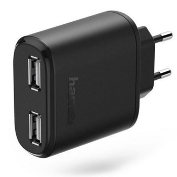 Зарядно устройствo Hama 173608, от контакт към 2x USB-A(ж), 5V/4.8A, 24W, черно | JAR Computers HAMA-173608