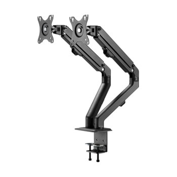 Стойка за монитор NewStar FPMA-D650DBLACK, за плот, за екрани от 17" до 27", VESA до 100 x 100, макс. тегло до 7кг., регулируема, за 2 бр. монитора, черен | JAR Computers NewStar FPMA-D650DBLACK