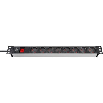 Разклонител Brennenstuhl 1390007018, 8 гнезда, бутон за вкл./изкл., 2m, черен | JAR Computers Brennenstuhl 1390007018