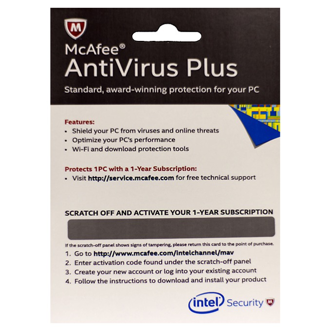 McAfee AntiVirus Plus лиценз за 1PC за 1 година