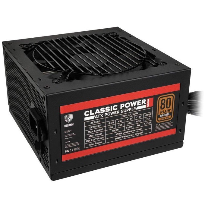 Kolink Classic Power 500W 80 PLUS Bronze NEKL-035 | JAR Computers Kolink Classic Power 500W 80 PLUS Bronze NEKL-035