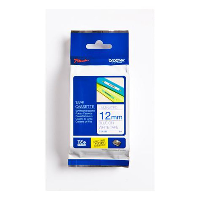 Brother TZ-E233 Tape Blue on White, Laminated, 12m product