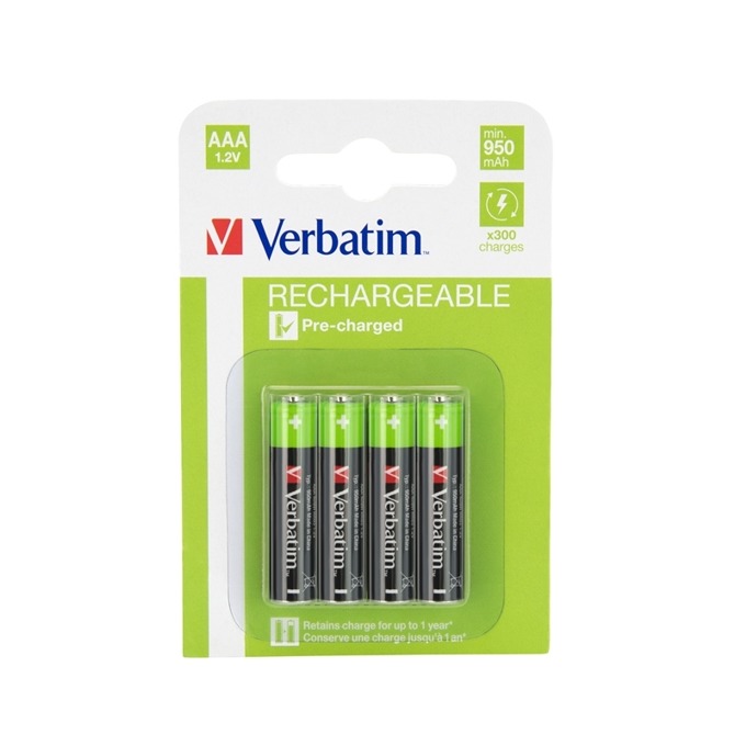 Verbatim NiMH AAA HR03 950 mAh 1.2V 4 pieces | JAR Computers Verbatim NiMH AAA HR03 950 mAh 1.2V 4 pieces
