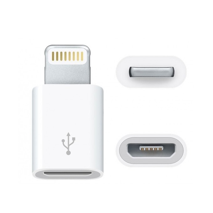 Преходник Micro USB (ж) към Lightning(м), Бял