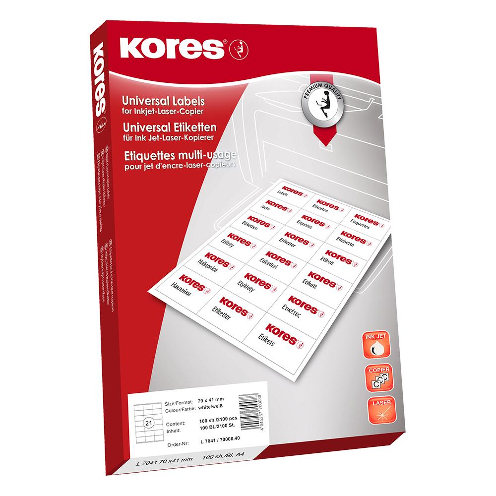 Етикети Kores 70/41 A4 21ет 100л