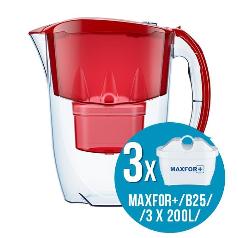 Филтрираща кана Aquaphor ДЖАСПЪР ЧЕРВЕНА + 3БР ФИЛТЪР (190065) , 2,8 L