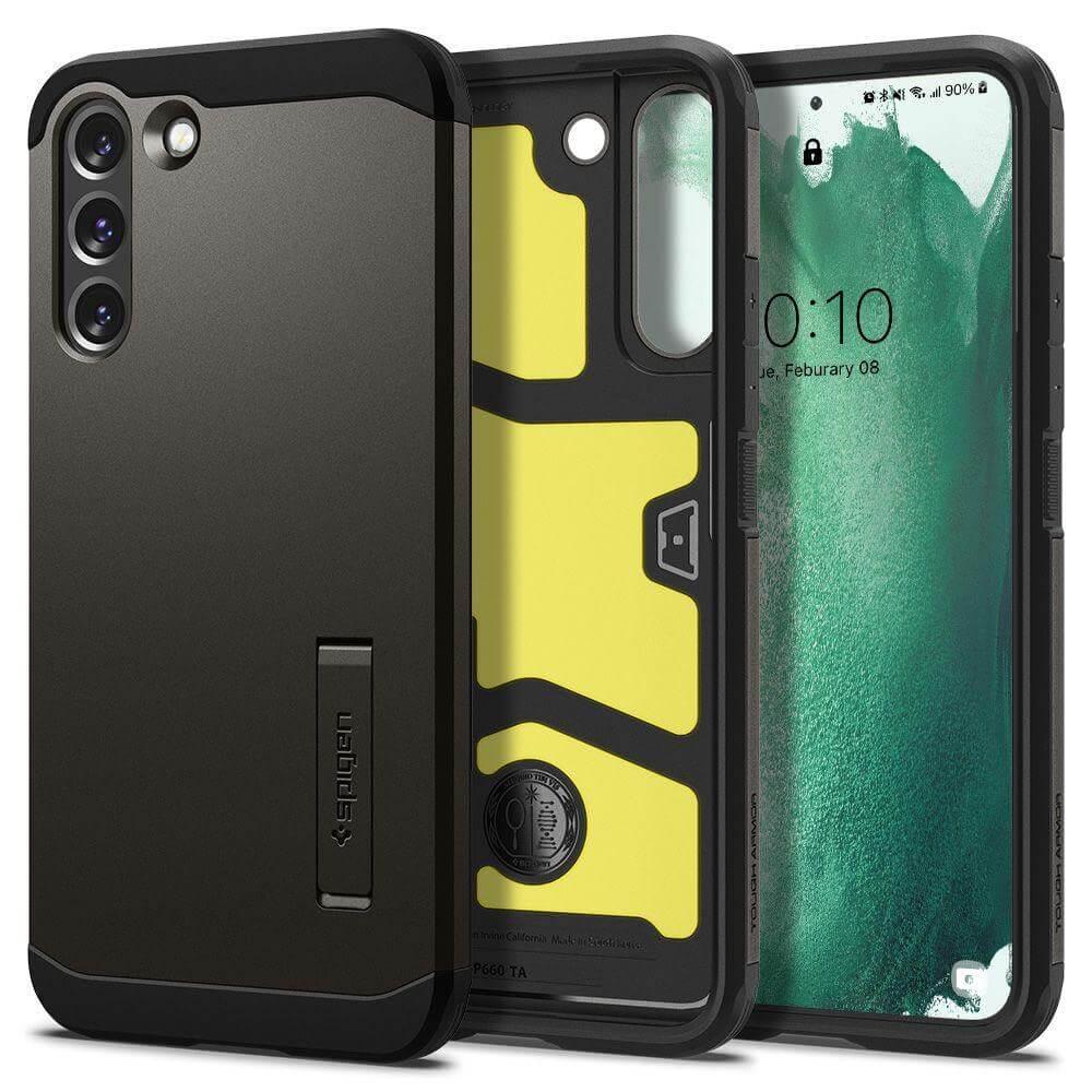 Хибриден кейс с най-висока степен на защита за Samsung Galaxy S22 Plus - Spigen Tough Armor Case (сив) | JAR Computers Хибриден кейс с най-висока степен на защита за Samsung Galaxy S22 Plus - Spigen Tough Armor Case (сив)