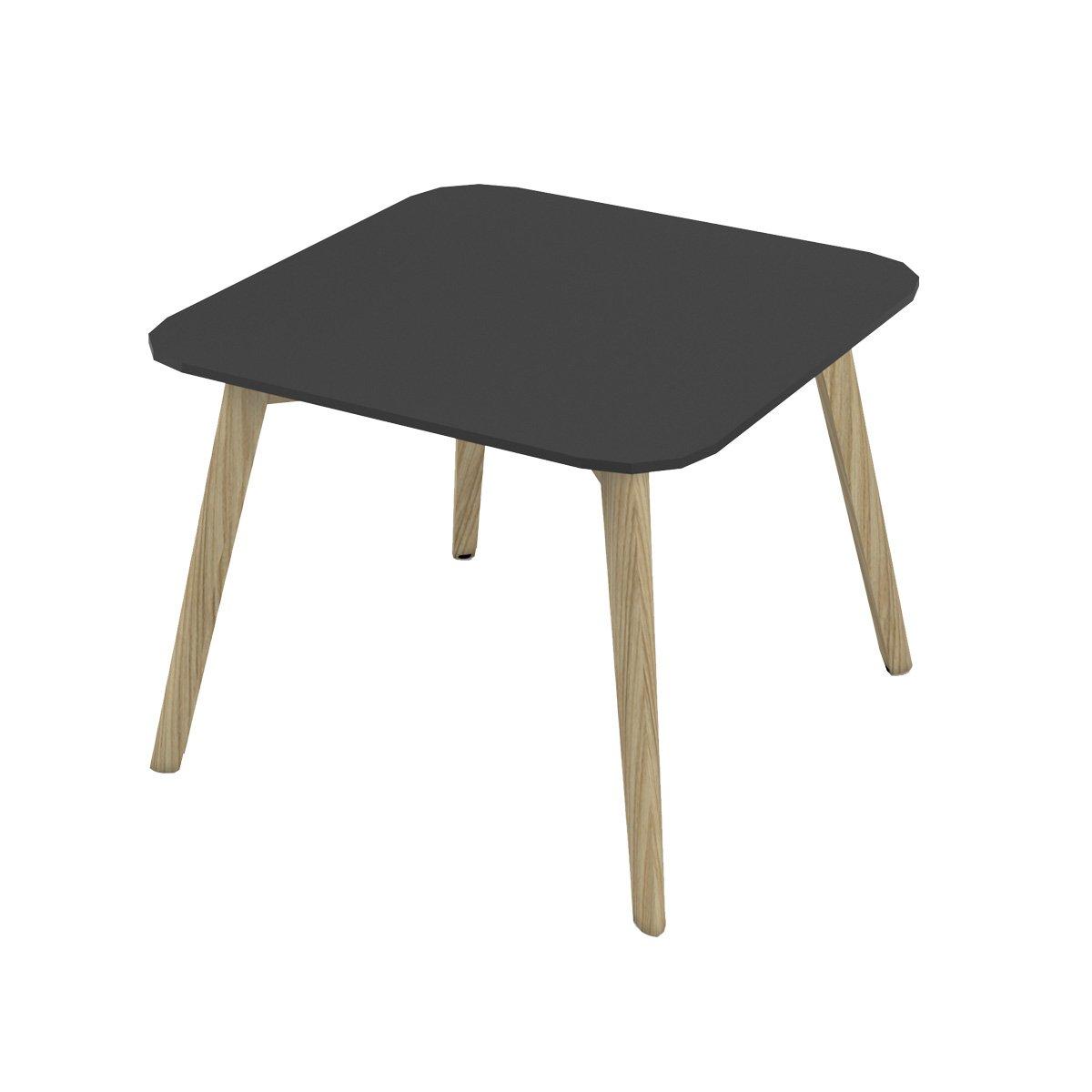 Ниска маса Narbutas Nova Wood, 700 x 700 x 480 mm, квадратен плот, MDF 26 mm, HPL черен плот, дървени крака