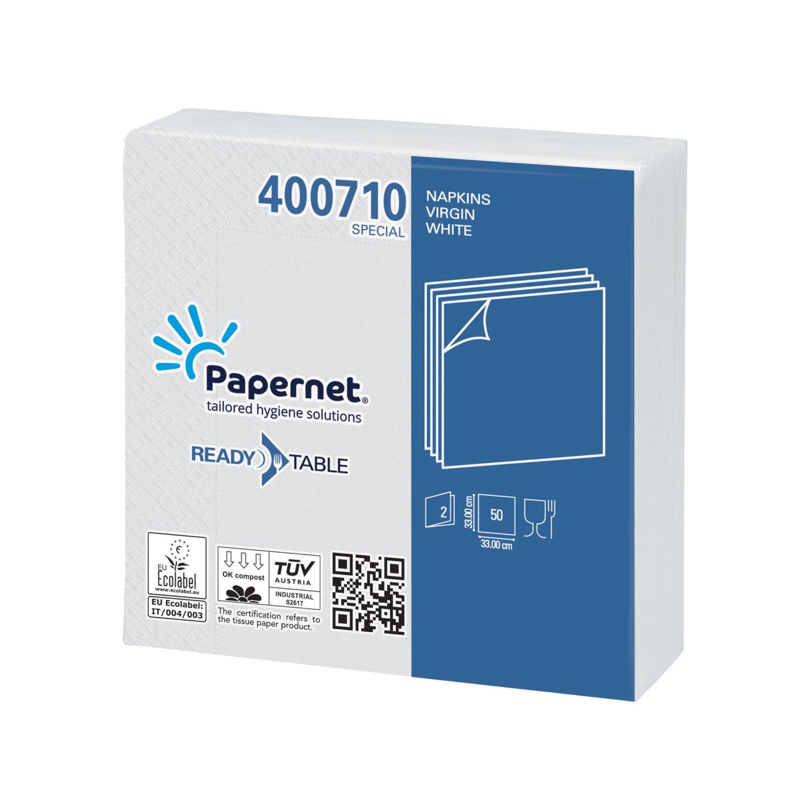Салфетки Papernet, целулоза, двупластови, бели, 33 x 33 cm, 50 броя | JAR Computers Салфетки Papernet, целулоза, двупластови, бели, 33 x 33 cm, 50 броя