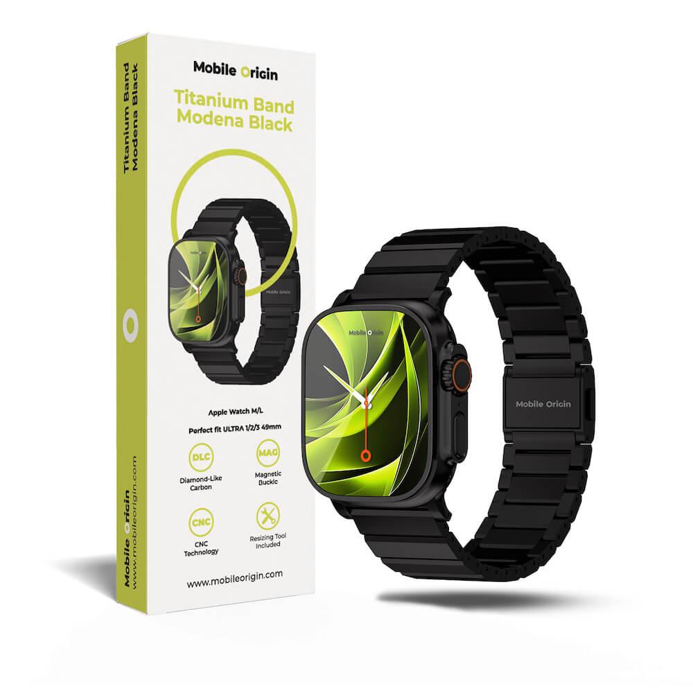 Титаниева каишка за Apple Watch 44мм, 45мм, 46мм, Ultra, Ultra 2, Ultra 3 49мм - Mobile Origin Modena Titanium Watch Band (черен) | JAR Computers Титаниева каишка за Apple Watch 44мм, 45мм, 46мм, Ultra, Ultra 2, Ultra 3 49мм - Mobile Origin Modena Titanium Watch Band (черен)