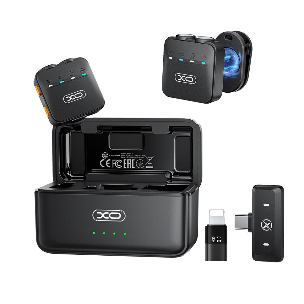 XO Микрофони, Type-C/Lightning, AI Noice-cancelling, WIreless /черен/ - MC15 Dual | JAR Computers XO Микрофони, Type-C/Lightning, AI Noice-cancelling, WIreless /черен/ - MC15 Dual