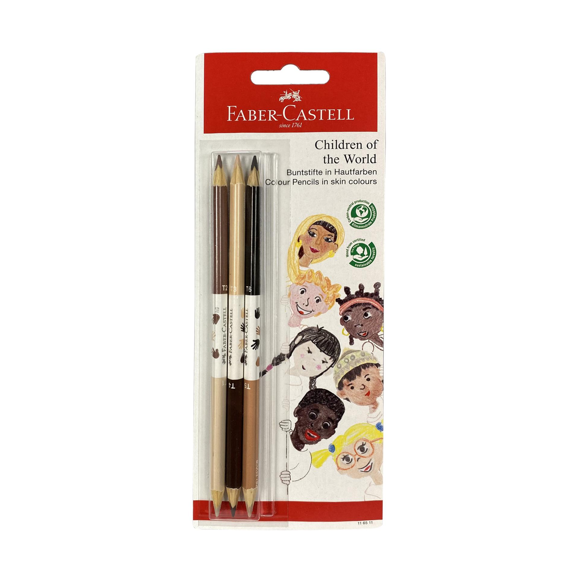 Faber-Castell Моливи Децата на света, 3 броя, 6 цвята