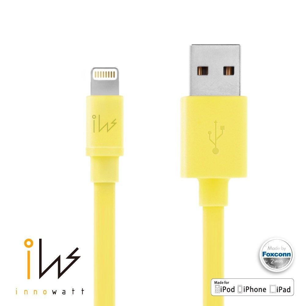 Innowatt Flat Lightning to USB Cable - USB кабел за iPhone 5, iPhone 5S, iPhone SE, iPhone 5C, iPod Touch 5, iPod Nano 7, iPad 4 и iPad Mini, iPad mini 2, iPad mini 3 (жълт) | JAR Computers Innowatt Flat Lightning to USB Cable - USB кабел за iPhone 5, iPhone 5S, iPhone SE, iPhone 5C, iPod Touch 5, iPod Nano 7, iPad 4 и iPad Mini, iPad mini 2, iPad mini 3 (жълт)