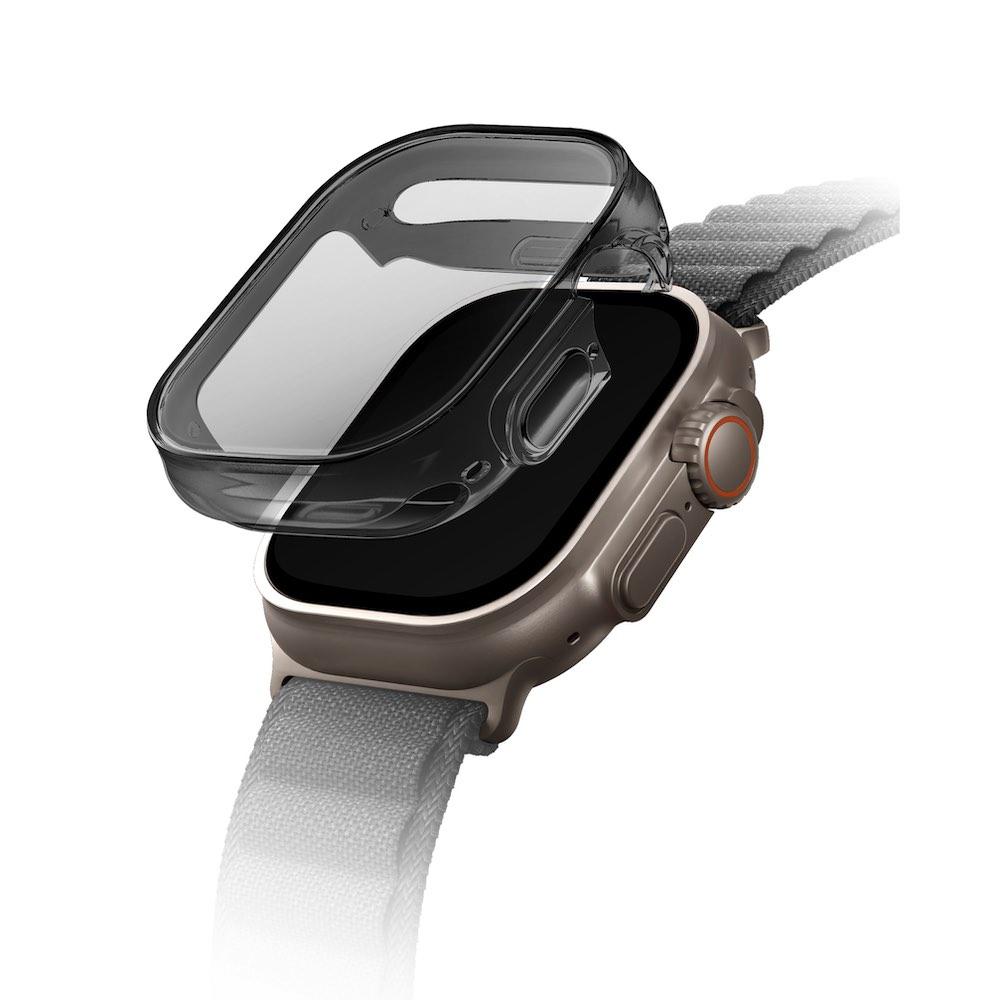 Качествен силиконов (TPU) кейс с вграден протектор за дисплея на Apple Watch Ultra, Ultra 2 49мм - Uniq Garde Hybrid Apple Watch Case (черен-прозрачен) | JAR Computers Качествен силиконов (TPU) кейс с вграден протектор за дисплея на Apple Watch Ultra, Ultra 2 49мм - Uniq Garde Hybrid Apple Watch Case (черен-прозрачен)