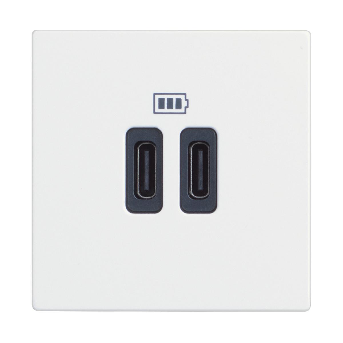 Контакт 2XUSB type C 3000mA 5V 2M Бял /блистер/ - bticino Classia RW4286C2