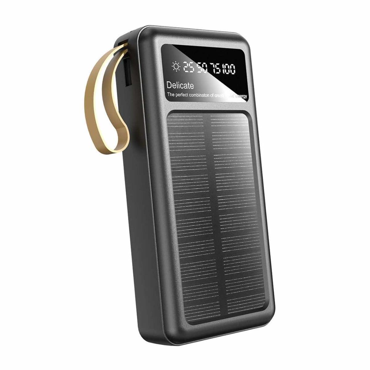 Соларна външна батерия с вградени USB-A, USB-C, Lightning и microUSB кабели - Dudao K18 Plus Solar Power Bank 20000 mAh (черен) | JAR Computers Соларна външна батерия с вградени USB-A, USB-C, Lightning и microUSB кабели - Dudao K18 Plus Solar Power Bank 20000 mAh (черен)