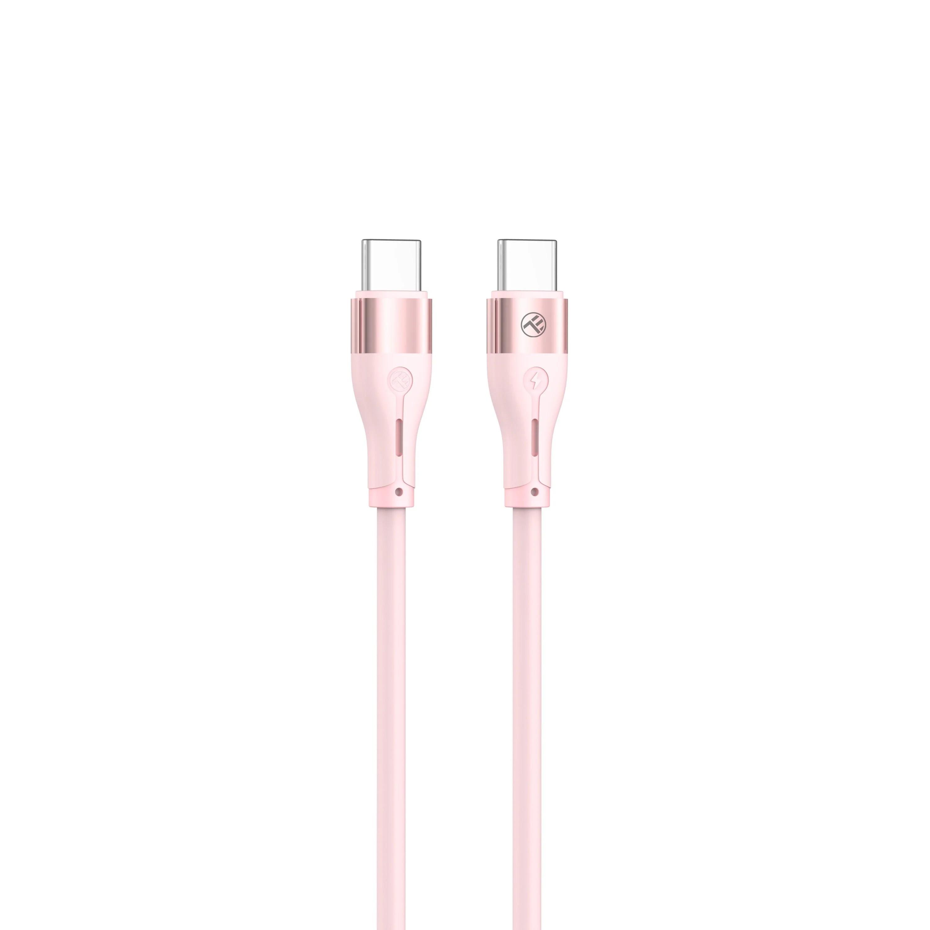 Tellur TLL155511 силиконов кабел за данни USB-C към USB-C, 1 м, розов | JAR Computers Tellur TLL155511 силиконов кабел за данни USB-C към USB-C, 1 м, розов