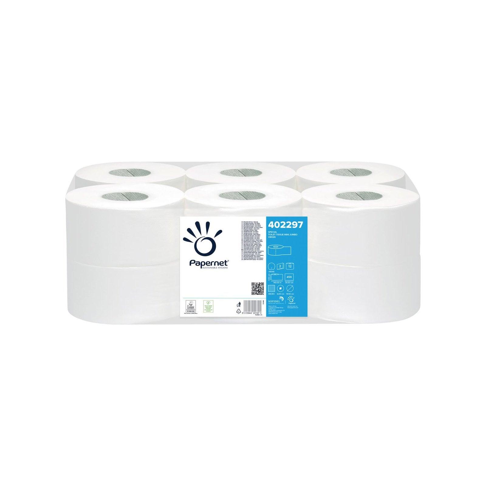 Тоалетна хартия Papernet Mini Jumbo, двупластова, целулозна, 450 g, 12 броя, 459 къса, 140 m | JAR Computers Тоалетна хартия Papernet Mini Jumbo, двупластова, целулозна, 450 g, 12 броя, 459 къса, 140 m