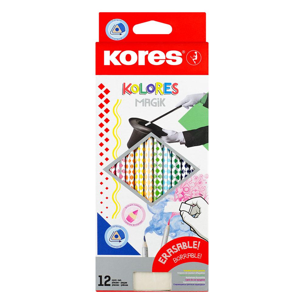 Цветни моливи Kores Magic 12цв+гума | JAR Computers Цветни моливи Kores Magic 12цв+гума