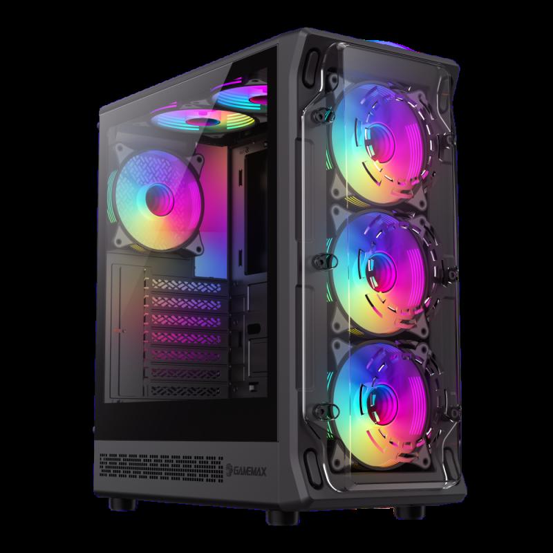 GameMax Computer Case Starlight 2 Black Premium Mid Tower ATX PC Case, unique airflow | JAR Computers GameMax Computer Case Starlight 2 Black Premium Mid Tower ATX PC Case, unique airflow