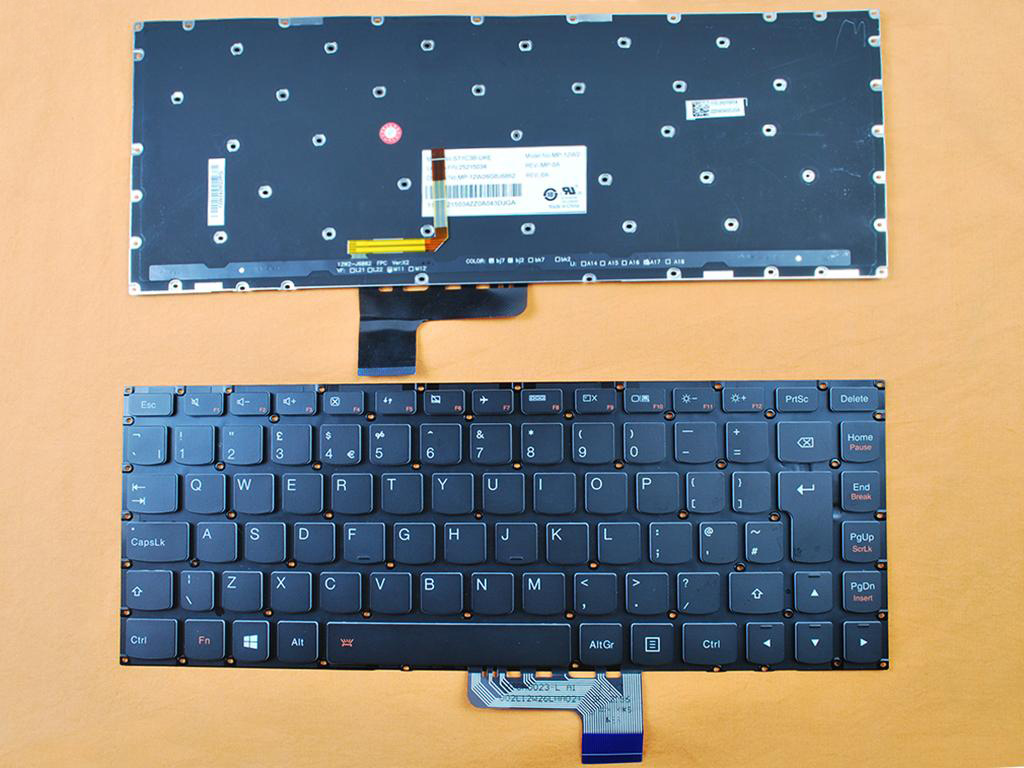 Клавиатура за лаптоп Lenovo YOGA 2 13" E31-70 E31-80 500S-13ISK Черна Без Рамка (Голям Ентър) с Подсветка  / Black Without Frame UK
