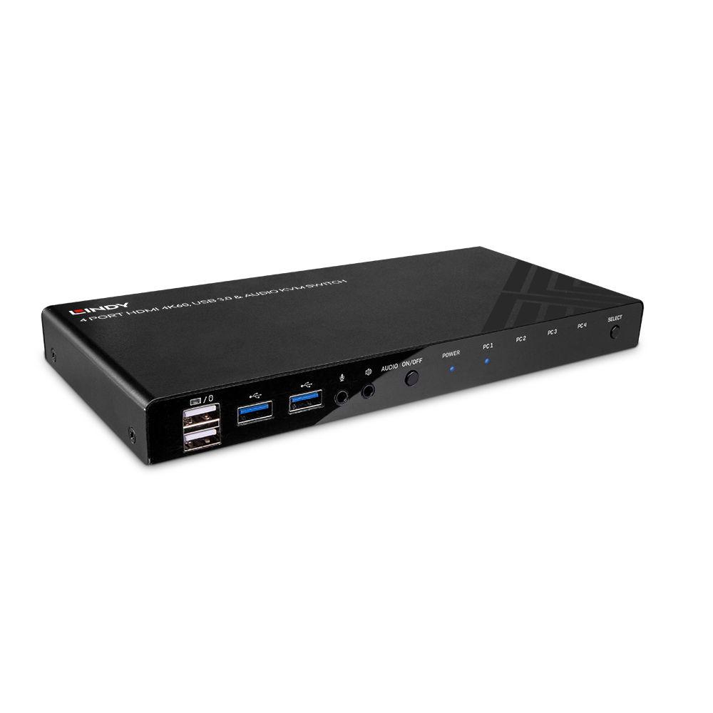 LINDY LNY-39313 :: 4-портов HDMI 4K60, USB 3.0 & Audio KVM превключвател