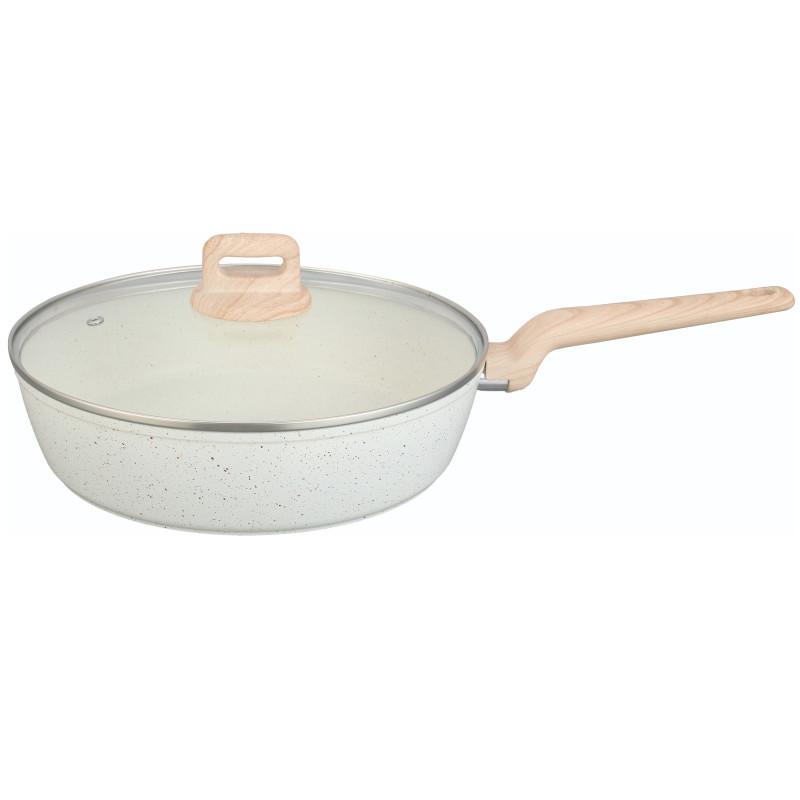 Дълбок тиган с капак Voltz Nice OV54419E24CD, 24x6.3 см, Мраморно покритие, Индукция, Кремав меланж | JAR Computers Дълбок тиган с капак Voltz Nice OV54419E24CD, 24x6.3 см, Мраморно покритие, Индукция, Кремав меланж