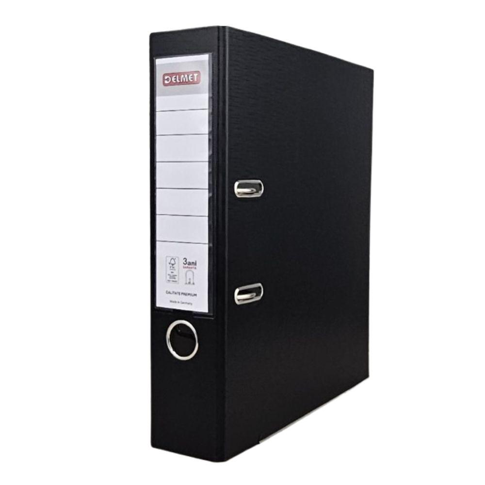 Класьор DELMET, РР, A4, 75 мм, метален кант, сменяем етикет, черен | JAR Computers Класьор DELMET, РР, A4, 75 мм, метален кант, сменяем етикет, черен