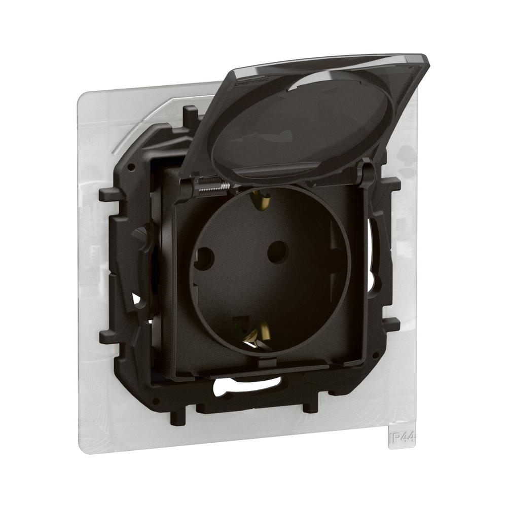 Контакт Шуко 2P+E 16A с капак IP44 детска защита и автоматични клеми Черен - Legrand Niloe New NP3128BK | JAR Computers Контакт Шуко 2P+E 16A с капак IP44 детска защита и автоматични клеми Черен - Legrand Niloe New NP3128BK