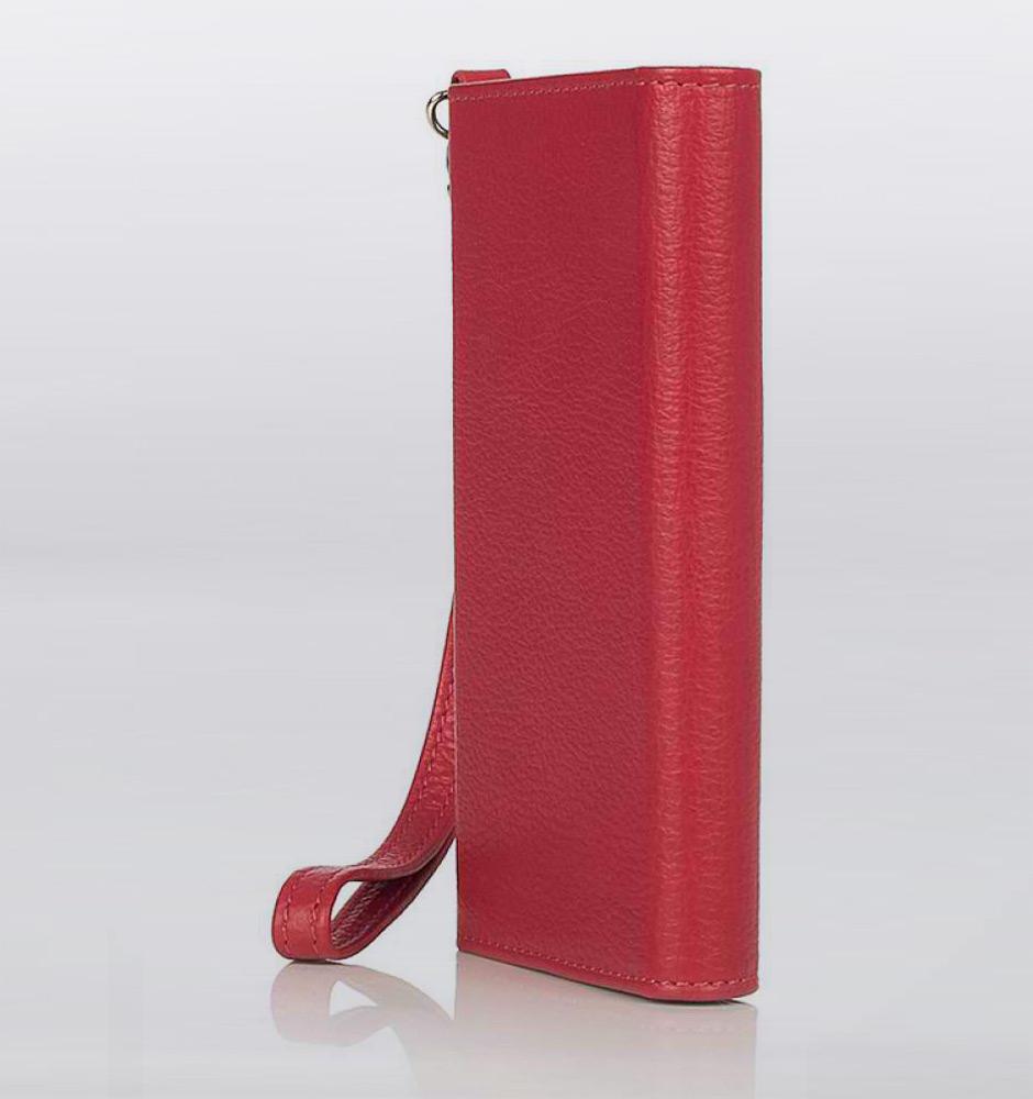 Луксозен кожен калъф тип портфейл за iPhone 5, iPhone 5S, iPhone SE - Knomo Leather Folio Wristlet Teaberry (червен) | JAR Computers Луксозен кожен калъф тип портфейл за iPhone 5, iPhone 5S, iPhone SE - Knomo Leather Folio Wristlet Teaberry (червен)