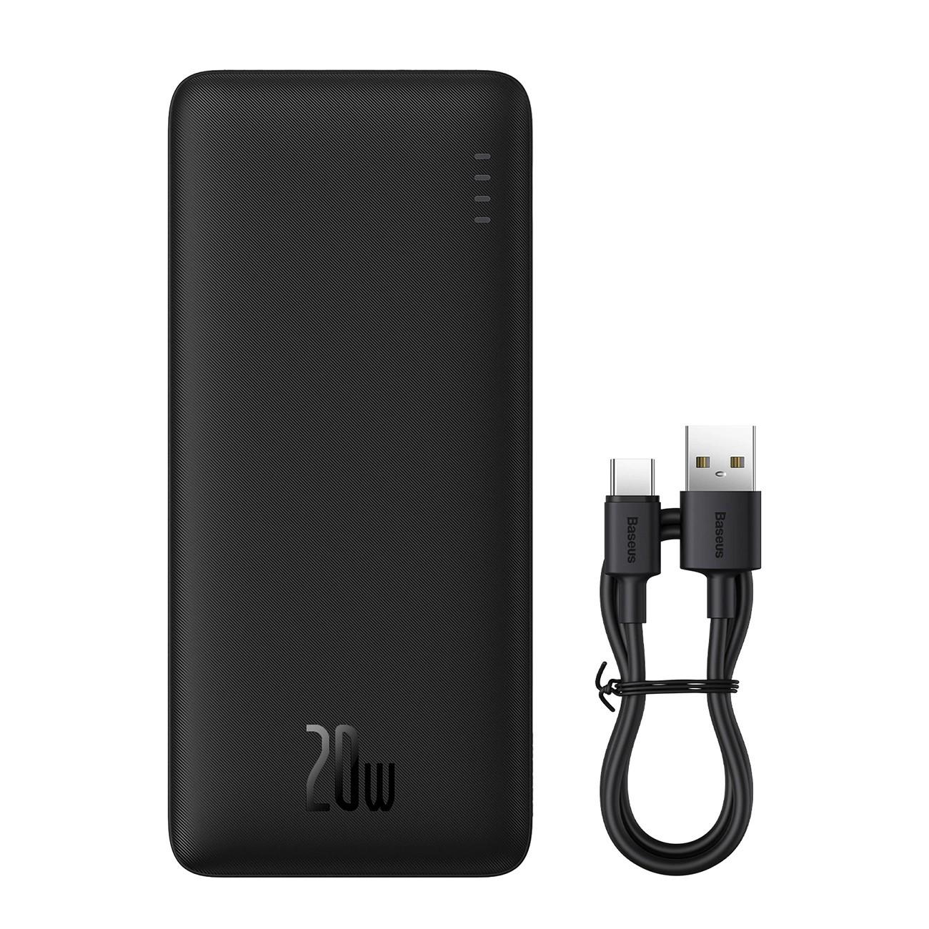 Външна батерия Baseus Airpow 20W 20000mAh с кабел Baseus Simple Series USB-A - USB-C 50 см P10022804113-00 - Черна