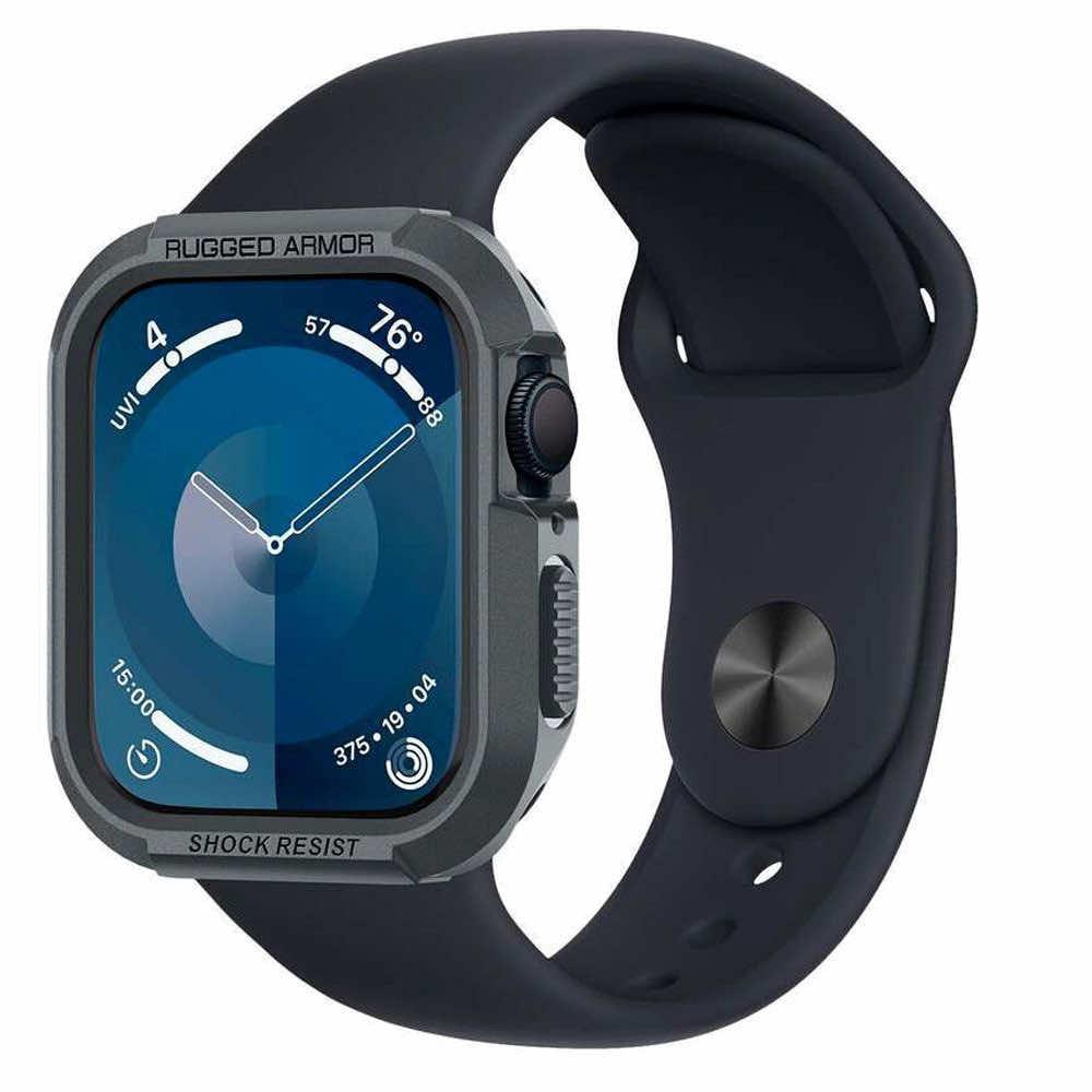 Хибриден кейс с висока степен на защита за Apple Watch 44мм, 45мм - Spigen Rugged Armor Case (тъмносив) | JAR Computers Хибриден кейс с висока степен на защита за Apple Watch 44мм, 45мм - Spigen Rugged Armor Case (тъмносив)