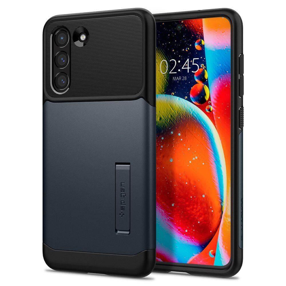 Хибриден кейс с висока степен на защита за Samsung Galaxy S21 FE - Spigen Slim Armor Case (тъмносив) | JAR Computers Хибриден кейс с висока степен на защита за Samsung Galaxy S21 FE - Spigen Slim Armor Case (тъмносив)