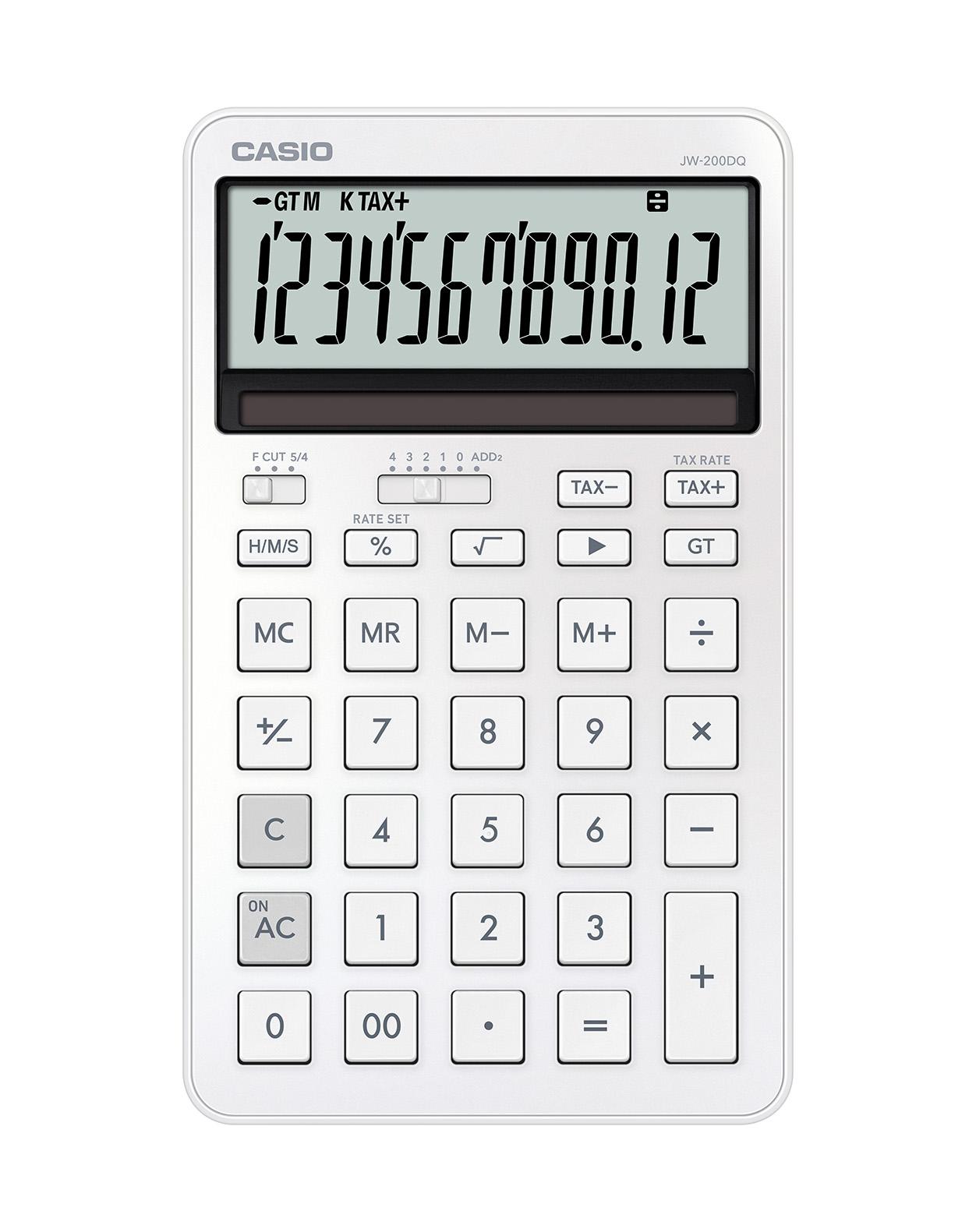 Калкулатор CASIO STYLISH JW-200DQ-WE, 12 dgt, метален панел, 182х109х20 мм, бял | JAR Computers Калкулатор CASIO STYLISH JW-200DQ-WE, 12 dgt, метален панел, 182х109х20 мм, бял