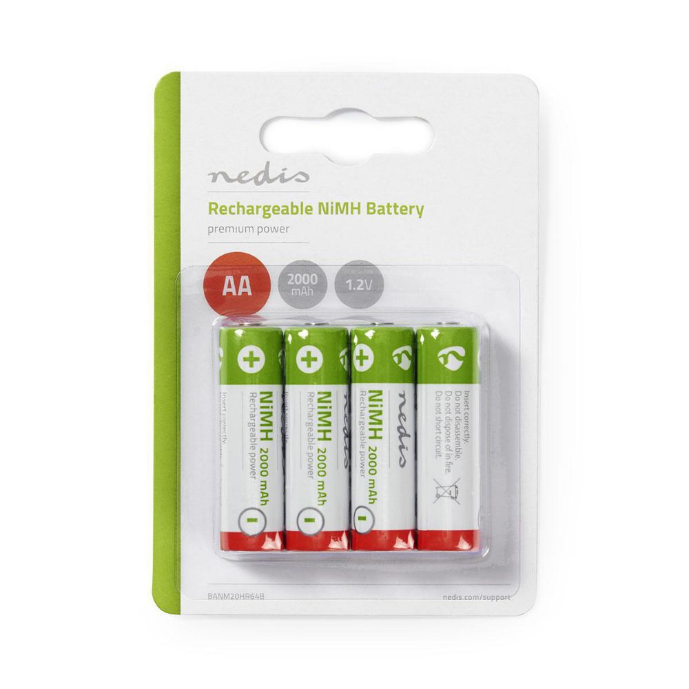 Nedis Rechargeable Batteries AA Ni-MH 2000mAh 1.2V 4pcs (BANM20HR64B) (NEDBANM20HR64B)