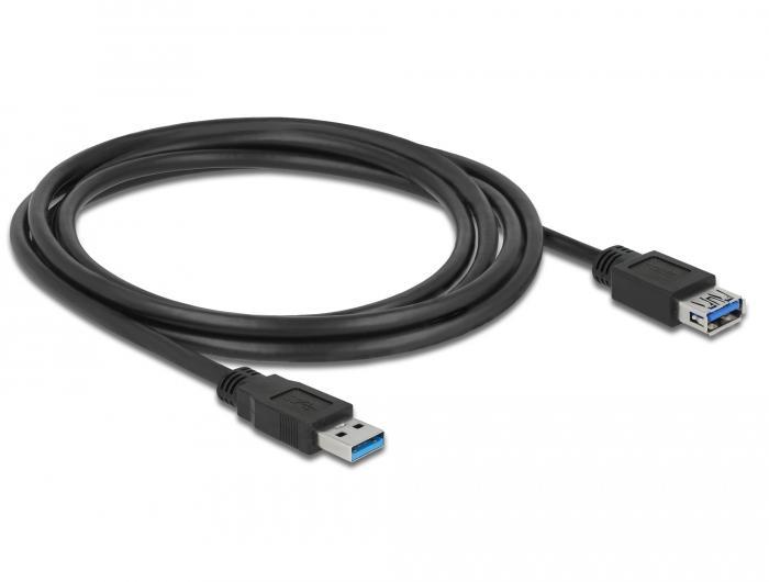 Delock Кабел удължителен екраниран USB 3.0 Type-A мъжко > USB 3.0 Type-A женско 2.0 m black | JAR Computers Delock Кабел удължителен екраниран USB 3.0 Type-A мъжко > USB 3.0 Type-A женско 2.0 m black