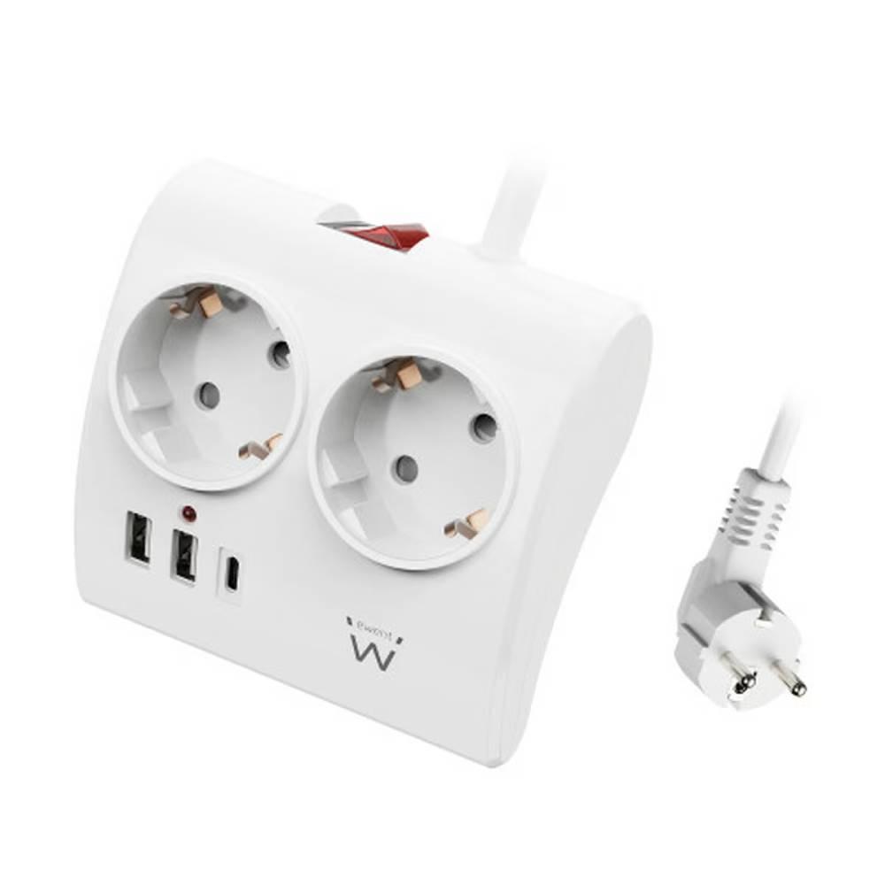 Ewent EW3870 настолен разклонител с 2 контакта и 3 USB порта (USB-A и USB-C PD 20W), детска защита и защита от претоварване | JAR Computers Ewent EW3870 настолен разклонител с 2 контакта и 3 USB порта (USB-A и USB-C PD 20W), детска защита и защита от претоварване