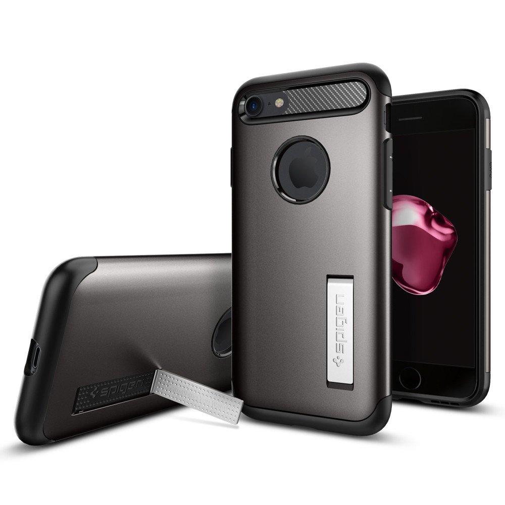 Хибриден кейс с поставка и най-висока степен на защита за iPhone 8, iPhone 7 - Spigen Slim Armor Case (тъмносив) | JAR Computers Хибриден кейс с поставка и най-висока степен на защита за iPhone 8, iPhone 7 - Spigen Slim Armor Case (тъмносив)
