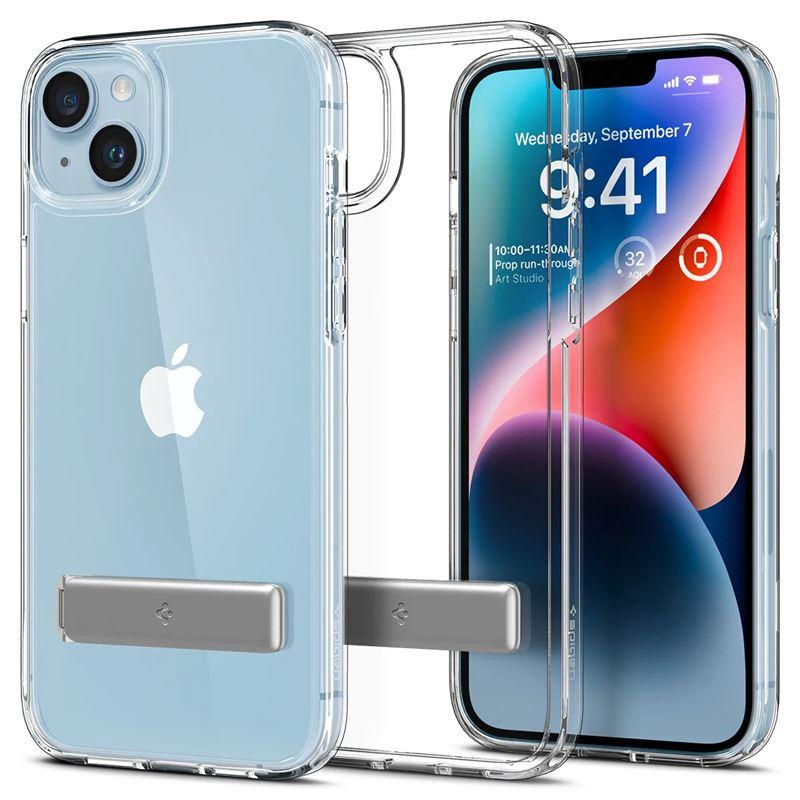 Хибриден кейс с висока степен на защита и вградена поставка за iPhone 14 - Spigen Ultra Hybrid S Case (прозрачен) | JAR Computers Хибриден кейс с висока степен на защита и вградена поставка за iPhone 14 - Spigen Ultra Hybrid S Case (прозрачен)