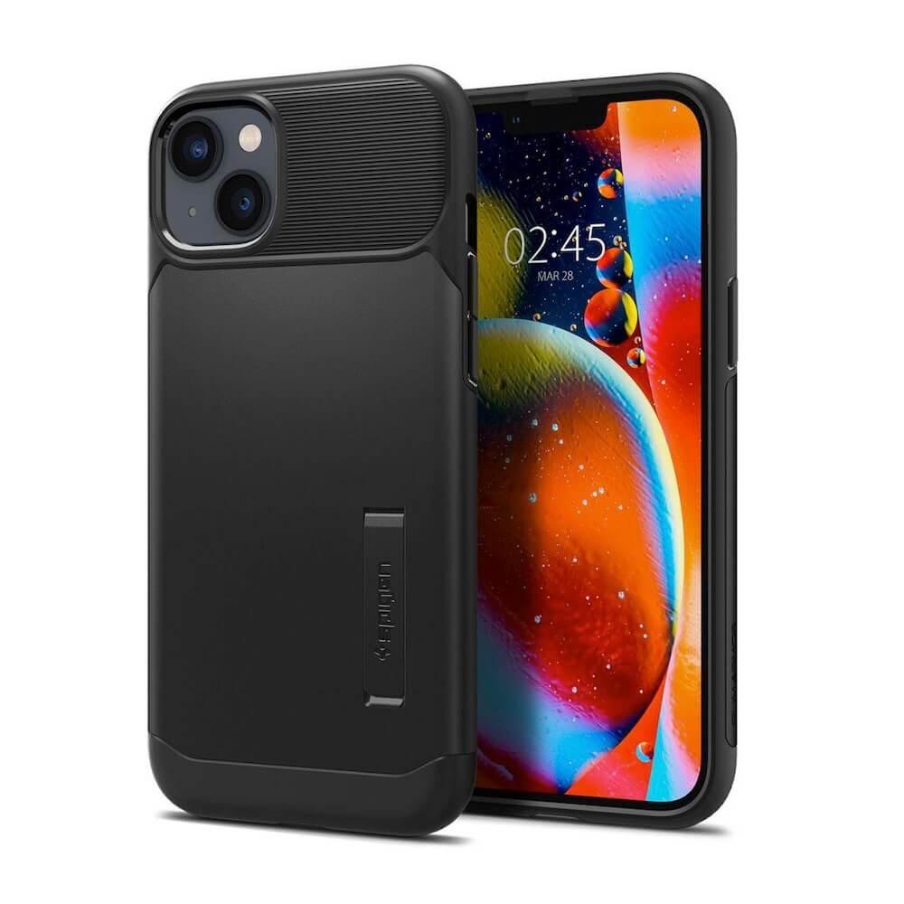 Хибриден кейс с висока степен на защита за iPhone 14 - Spigen Slim Armor Case (черен) | JAR Computers Хибриден кейс с висока степен на защита за iPhone 14 - Spigen Slim Armor Case (черен)