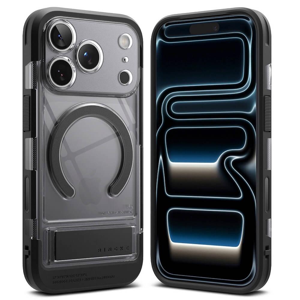 Хибриден удароустойчив кейс с MagSafe и вградена поставка за iPhone 17 Pro Max - Ringke UX Magnetic Hybrid Case (черен-прозрачен) | JAR Computers Хибриден удароустойчив кейс с MagSafe и вградена поставка за iPhone 17 Pro Max - Ringke UX Magnetic Hybrid Case (черен-прозрачен)